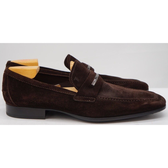 TOD’s Suede Loafer Men Shoes Size 11 MRSP Brown $600+ Made In Italy main image 8